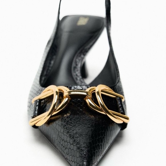 Brand new Zara Embellished Heeled Slingback Shoes - Picture 2 of 8